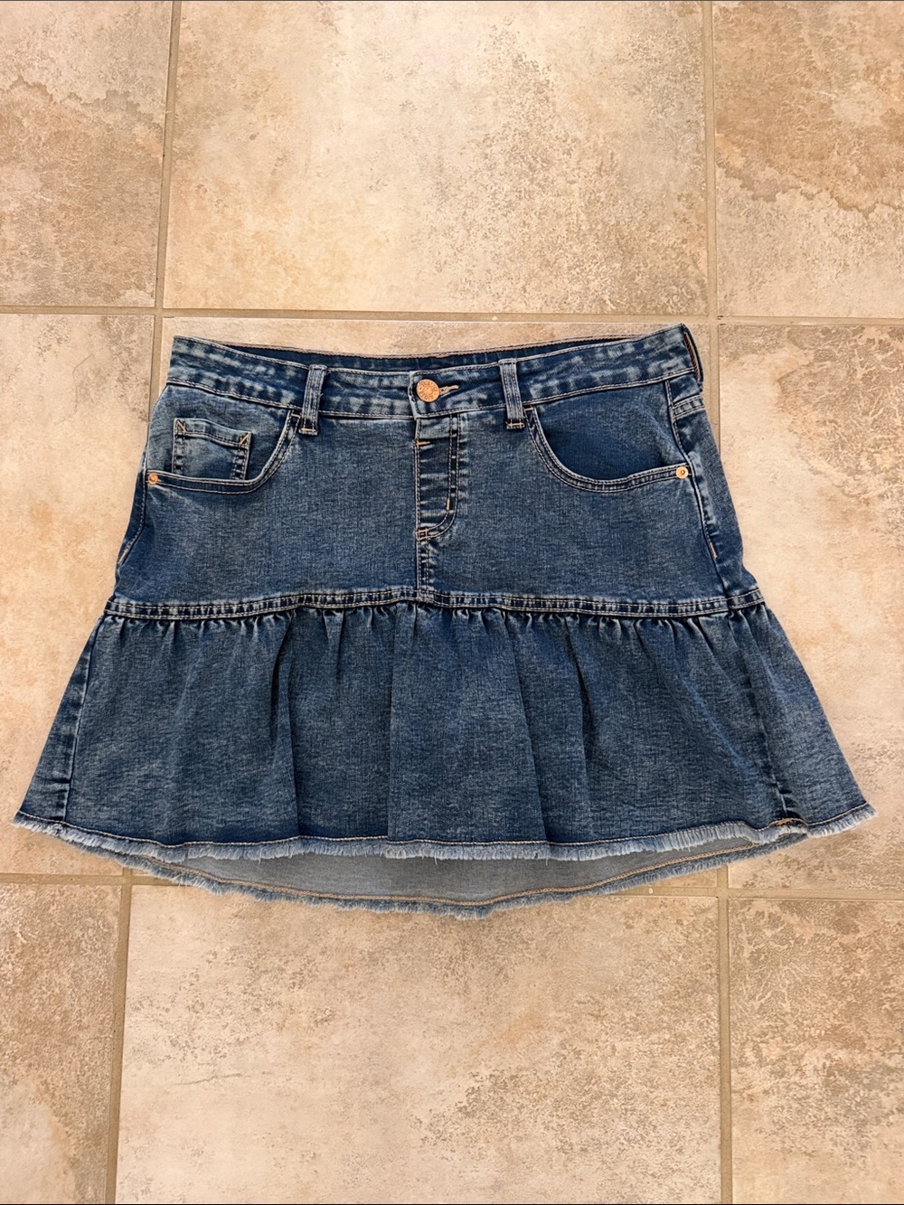 Justice Blue Denim Ruffle Hem Skort Size 18 Plus